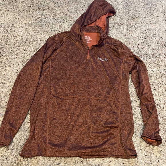 Huk Burnt Orange Half-Zip Hoodie, Size M - Picture 1 of 3